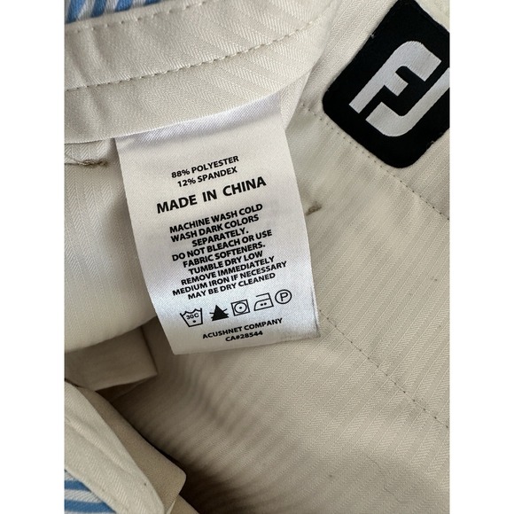 Footjoy Pants Mens 38 x 32 Light Beige Tan Athletic Performance Golf Slacks H - Picture 6 of 6